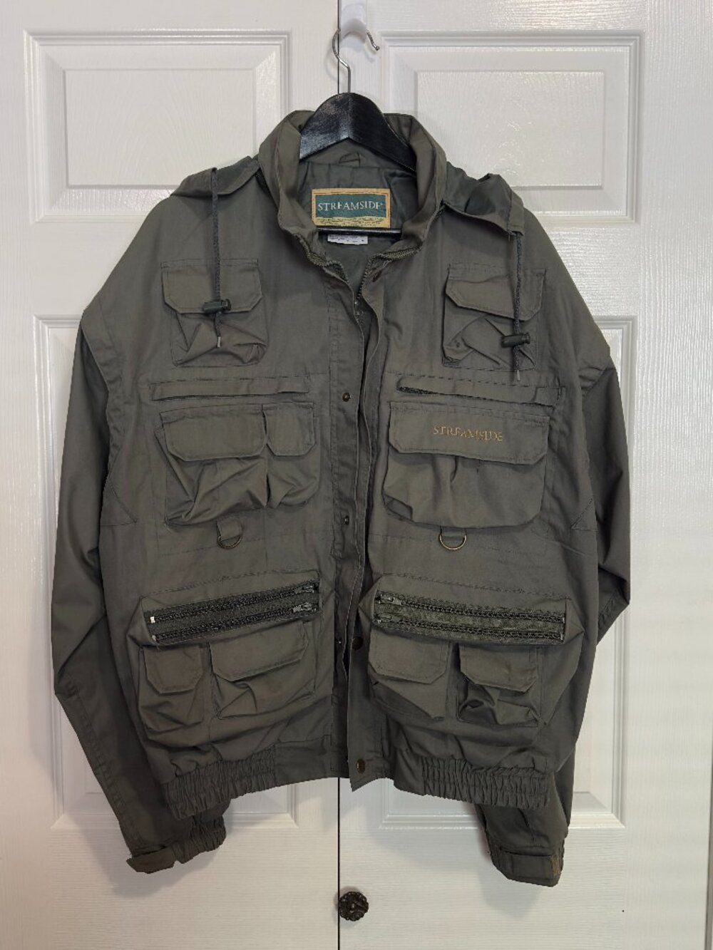 Streamside Weatherwall Convertible Fishing Jacket Vest Combo Olive Cargo L